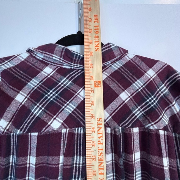 Lane Bryant Purple Plaid Button Front Peplum Tunic Top 26/28 - Picture 3 of 14